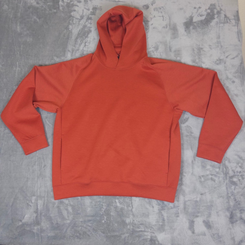 Uniqlo Dry Stretch Hoodie Mens L Orange Pullover Raglan Active Athletic